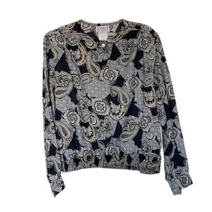 Vintage Cricket Lane Casual Dressy Elastic Waist Long Sleeve Blouse Women’s 16P